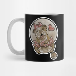 Bulldog Cutie & Cupcake - White Outlined Version Mug